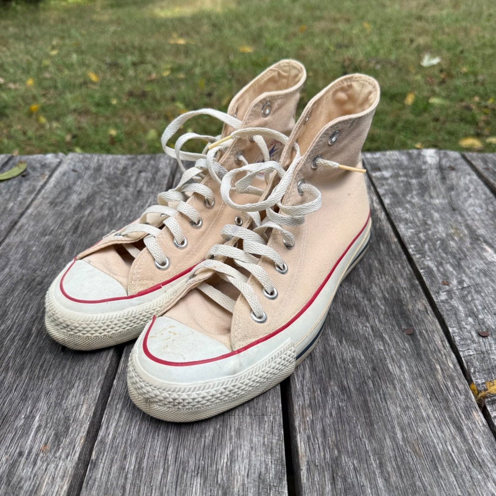 VTG Converse Chuck Taylor All Star High Top Cream USA Mens 7 Clergy Estate Find